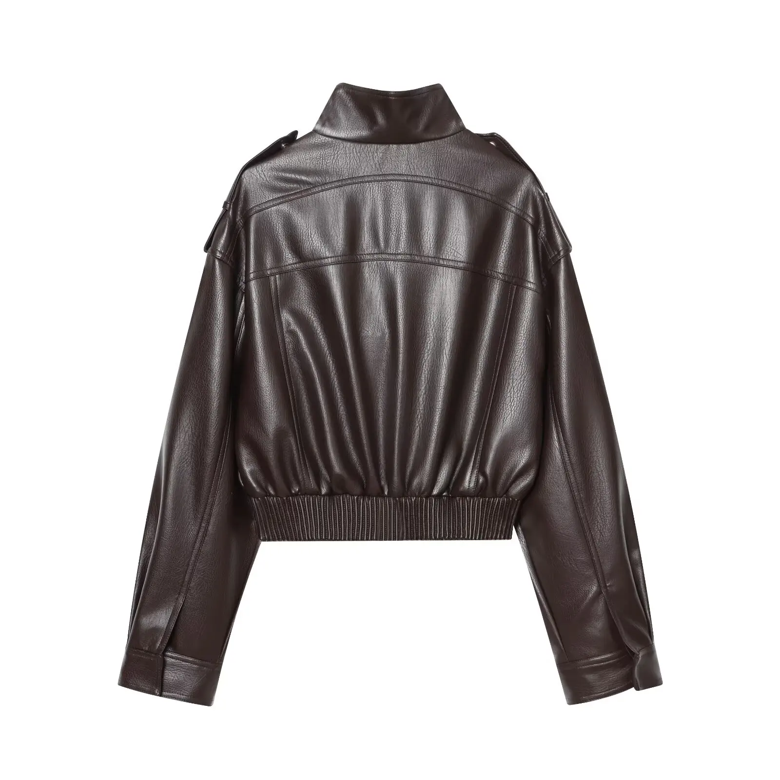 Faionable PU Leather Jaet Or Capispalla da donna Versatile Sle Autunno Nuovo arrivo Calda fibra di poliestere Cerniera lunga Sve