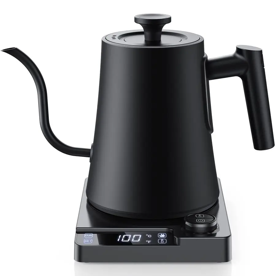 

Electric Kettle with 1 Precision Temperature Control for Pour Over Coffee amp Tea, Rapid Boil, 304 Stainless Steel, Builtin Brew