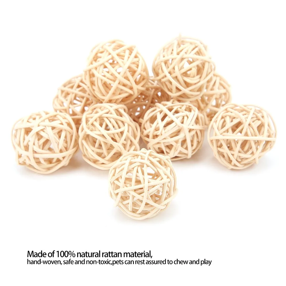 10PCS Hand Woven Rattan Balls Original Color 3CM Diameter Parrot Chew Toys Safe Material Natural Rattan Vine Ball Toy For Parrot
