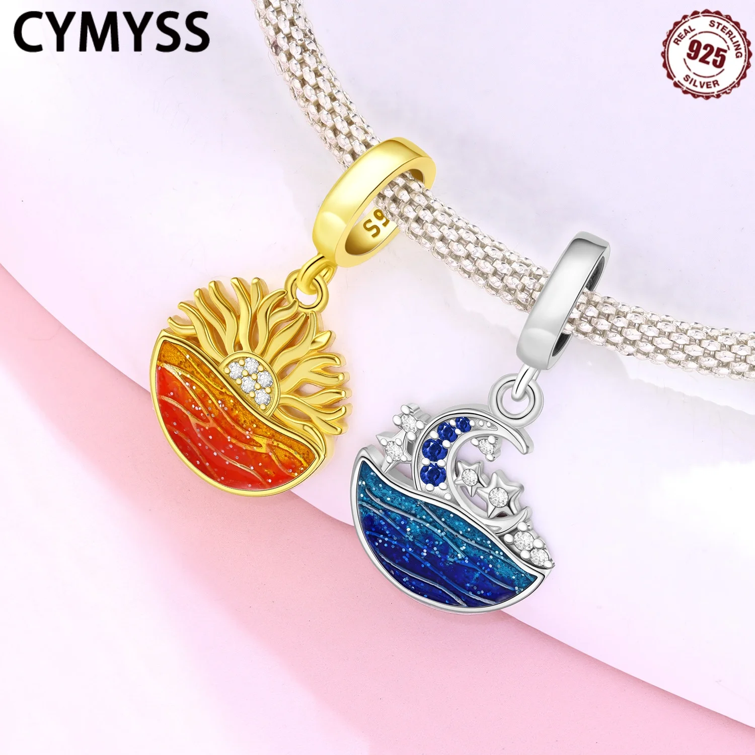 

CYMYSS 2025 New S925 Sterling Silver Red Ocean Sunrise Zircon Woman Pendant Boutique Birthday Party Jewelry Gift Women's Pendant