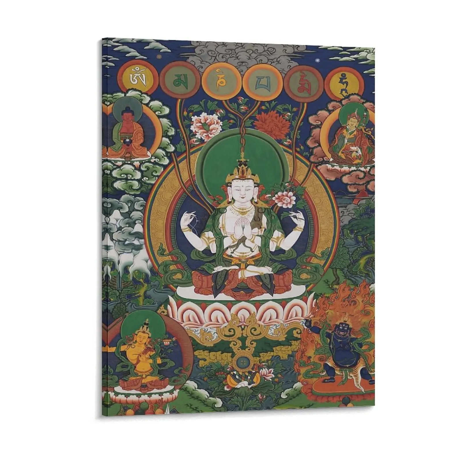 The Patron Deity Of Om Mani Padme Hum Canvas Painting Design Sign Cinema Cave Customize Framed Wall Painting