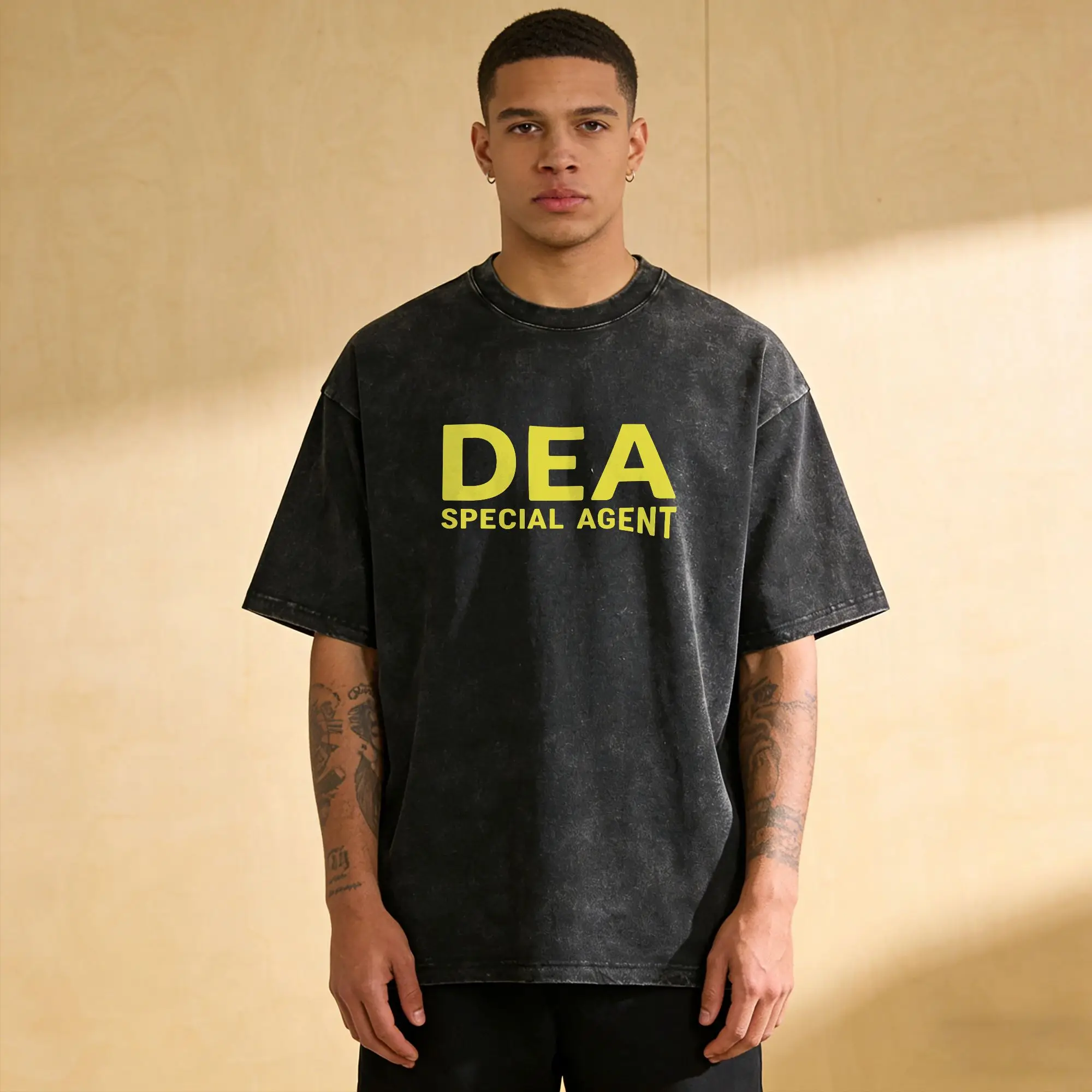 Vintage DEA Special Agent Drug Enforcement Administration T-Shirt for Men Crew Neck Pure Cotton Washed Tees Plus Size Tops