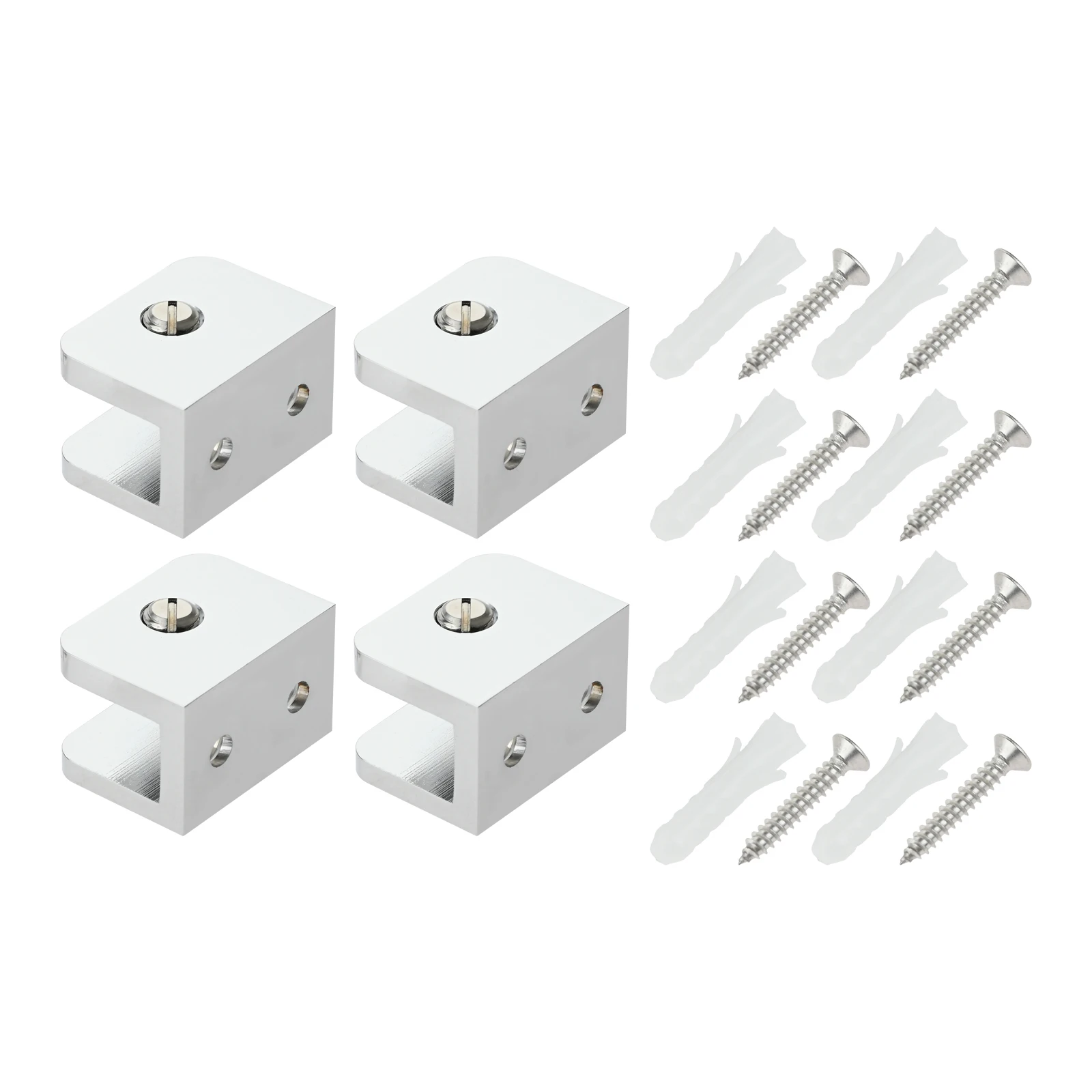 4pcs 10mm-12mm Glass Shelf Supports Clamp Brackets Clip Chrome Color Bathroom Shower Wine Cabinet Hardware Accessories