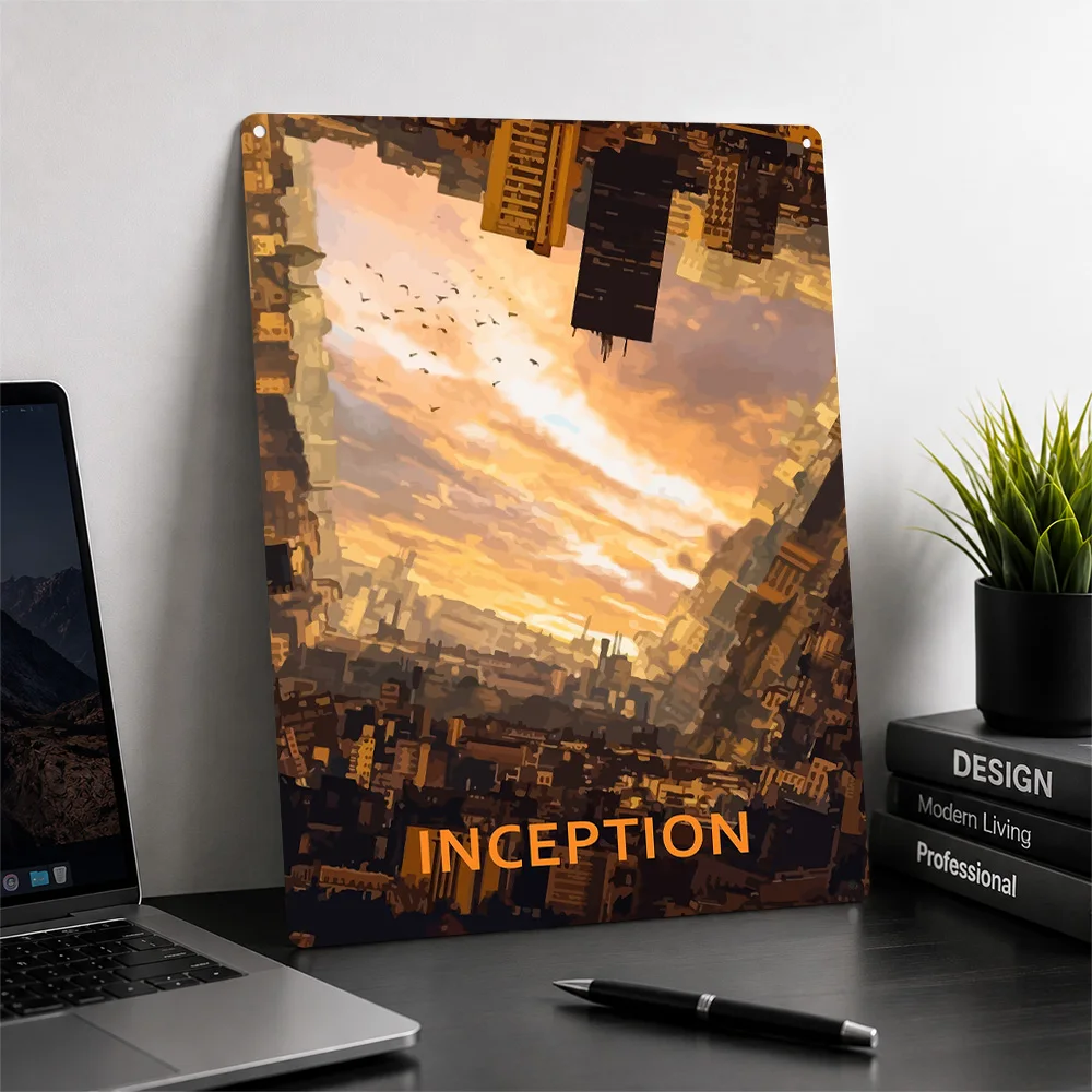Inception Personalized 3D Textured Metal Poster Wall Art Vintage Tin Signs for Modern Home Decoration Room Office Decor Luxury