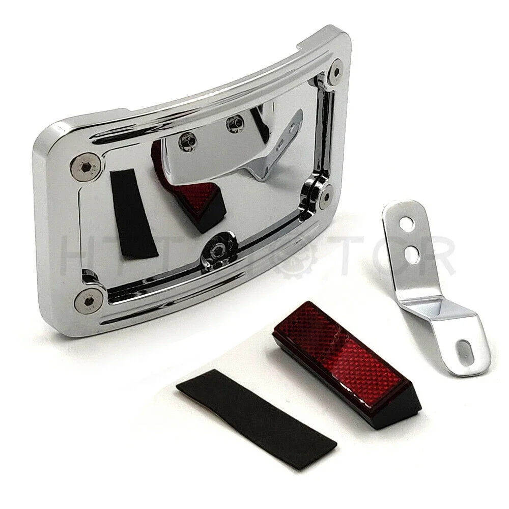 

Laydown Curved License Plate Bracket for Harley Davidson 2005-later FLSTN and 2005-2007 FLSTSC Chrome Aftermarket Motorcycle