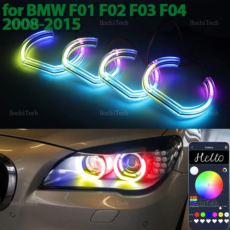 

For BMW 7 Series F01 F02 F03 F04 2008-2015 Sequential DTM Style RGB Light Rings App control LED Angel Eyes Kit with turn signal