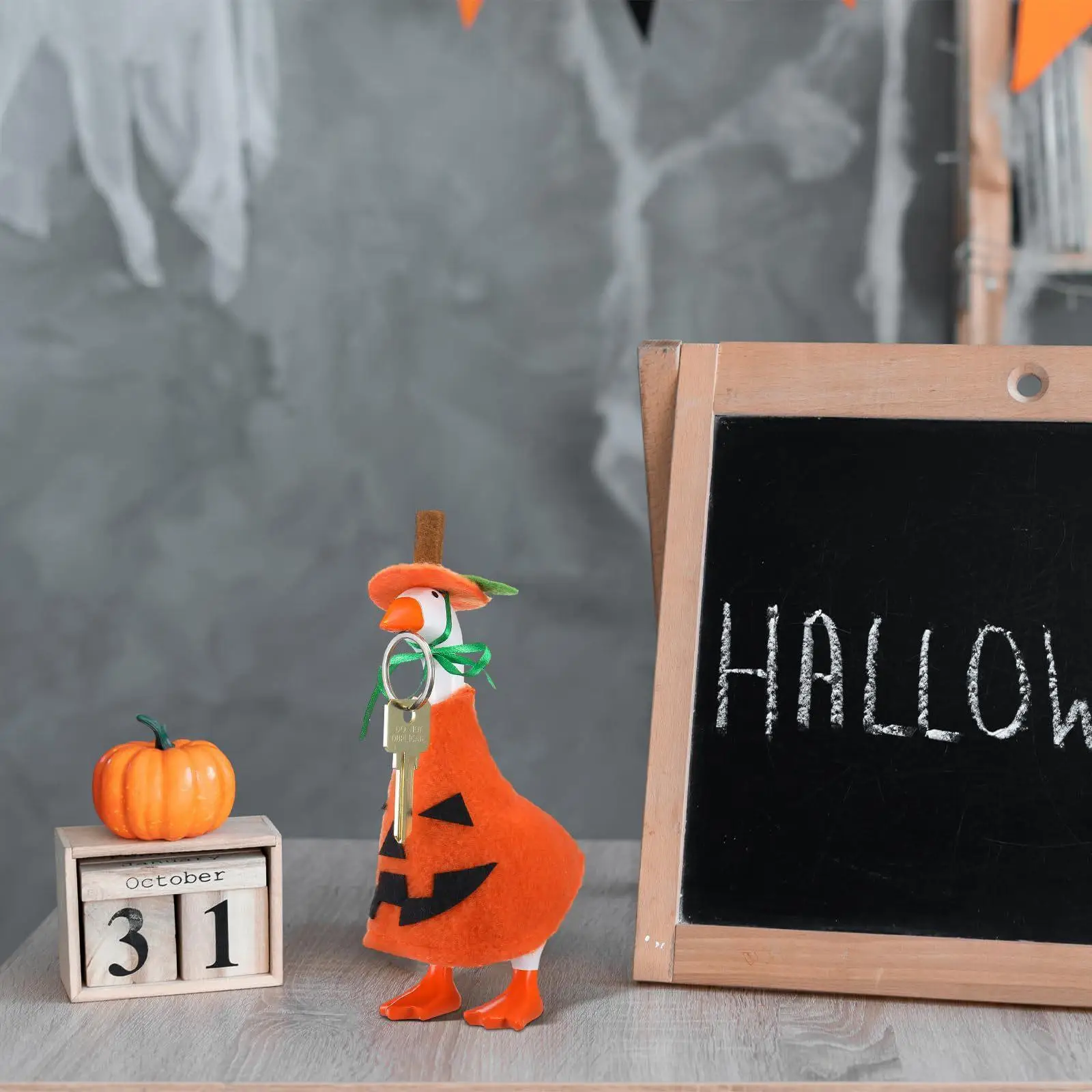 

Mini Desk Goose Outfits Easy to Wear Pumpkin Costumes for Party Table Office
