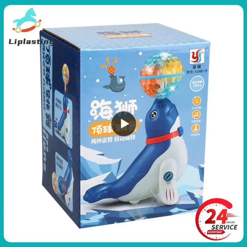 Música rotativa Little Sea Lion Toy, Rotação de 360 graus, Coordenação Olho-Mão, Efeito de luz, Forma fofa, Música dinâmica, Brinquedos elétricos