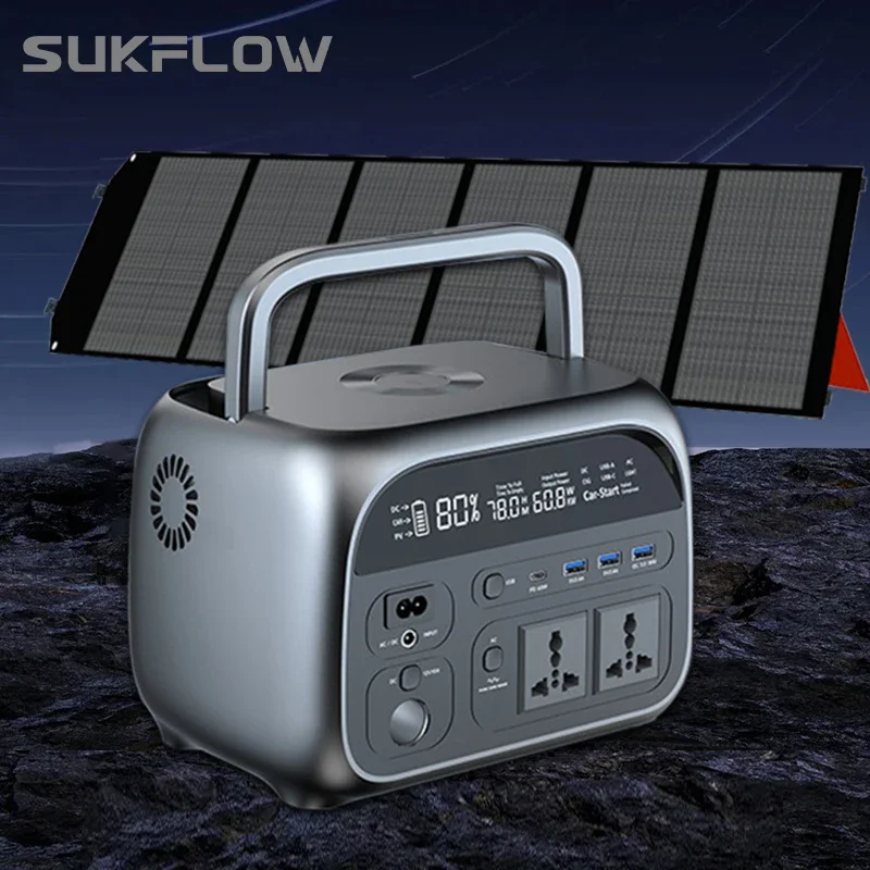 Sukflow 500W LiFePO4 Battery Portable Power Station with 100W 200W 400W Paneles Solar Outdoor Camping Equipment，Power outage