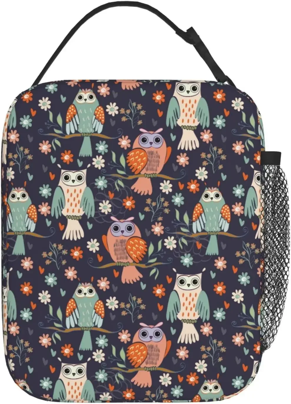 Owl Branch Fall Flower Funny Lunch Bag Portable Insulated Lunch Bag Reusable Cooler Totes For Women Men Adults Work Picnic