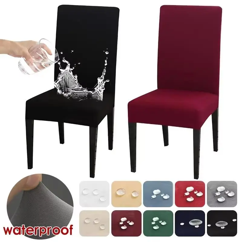 Funda de tela impermeable para silla, fundas para sillas de comedor multicolores, funda elástica suave para asiento de silla más barata para el hogar y la cocina