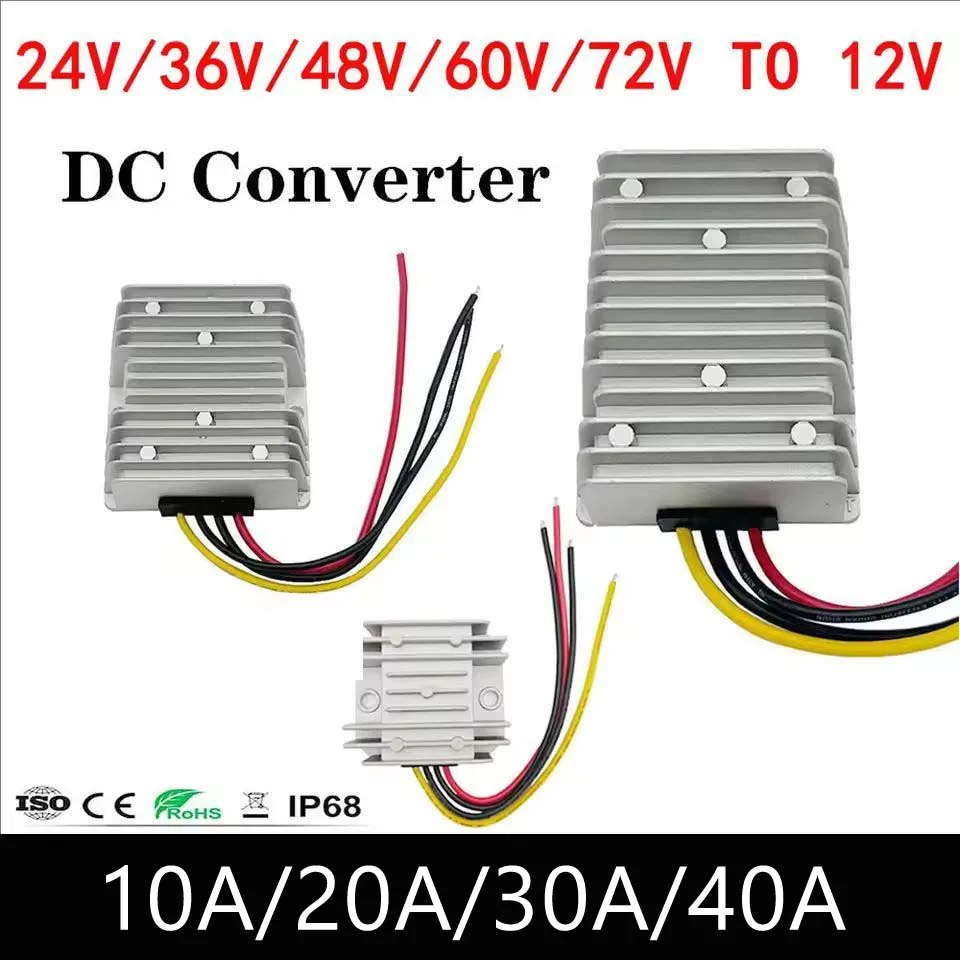 DC 24V 36V 48V 60V 72V 18-90V to 12V 10A 20A 30A 40A DC DC Converter Step Down Voltage Regulator Transformer Car Power Supply