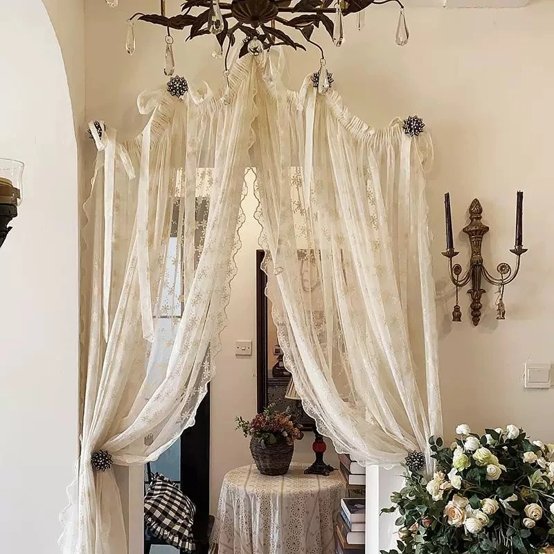 American retro decorative special-shaped arched curtain door curtain