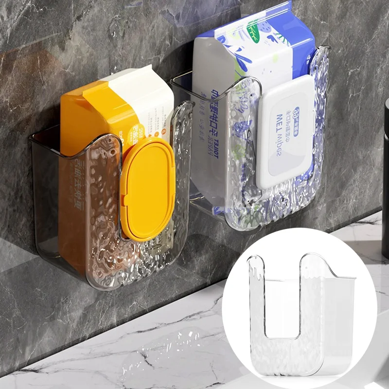 Wet Wipe Box Wall Mounted Wipe Tissue Organiser Toilet Paper Holder Box Self-Adhesive Paper Towel Dispenser for Kitchen Bathroom
