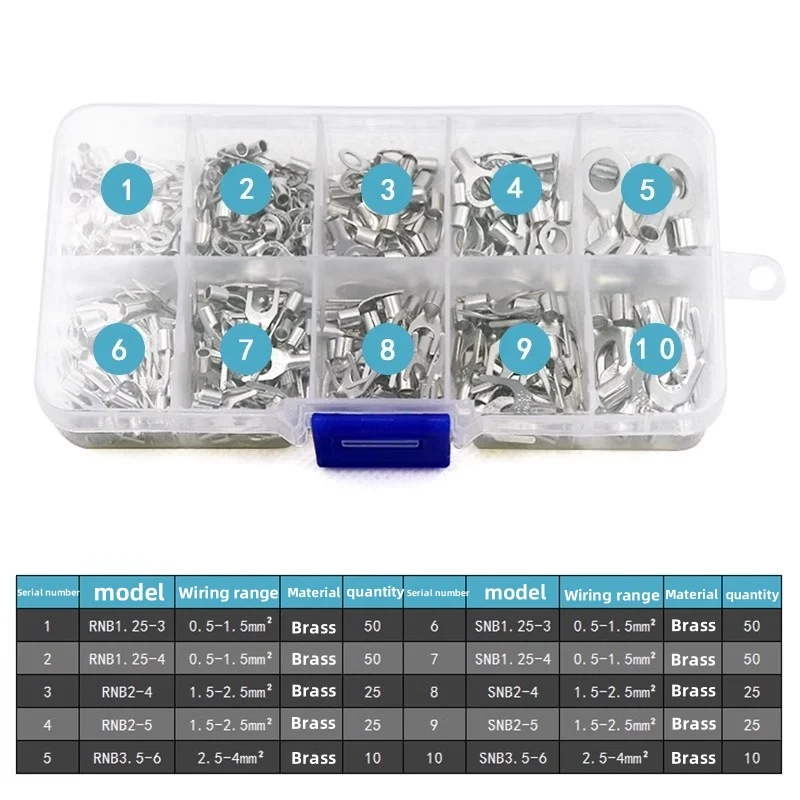 320PCS 10 type 10 in 1 with box Wire Connector Crimp Spade OT/UT Non Insulated Ring Terminals&Fork Electric Wire Connectors KIT