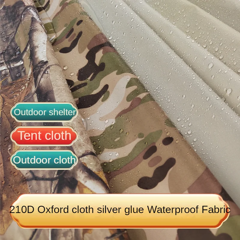 Waterproof Fabric Camouflage 210D Oxford By The Meter for Tents Diy Sew Outdoor Anti-ultraviolet Coating Silver Smooth Soft Thin