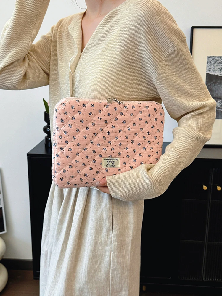 Sac pour ordinateur portable matelassé imprimé floral chic pour ordinateur portable 11/13/15 pouces tablette sac d'ordinateur étui de Protection pochette pour ordinateur portable coque d'ordinateur