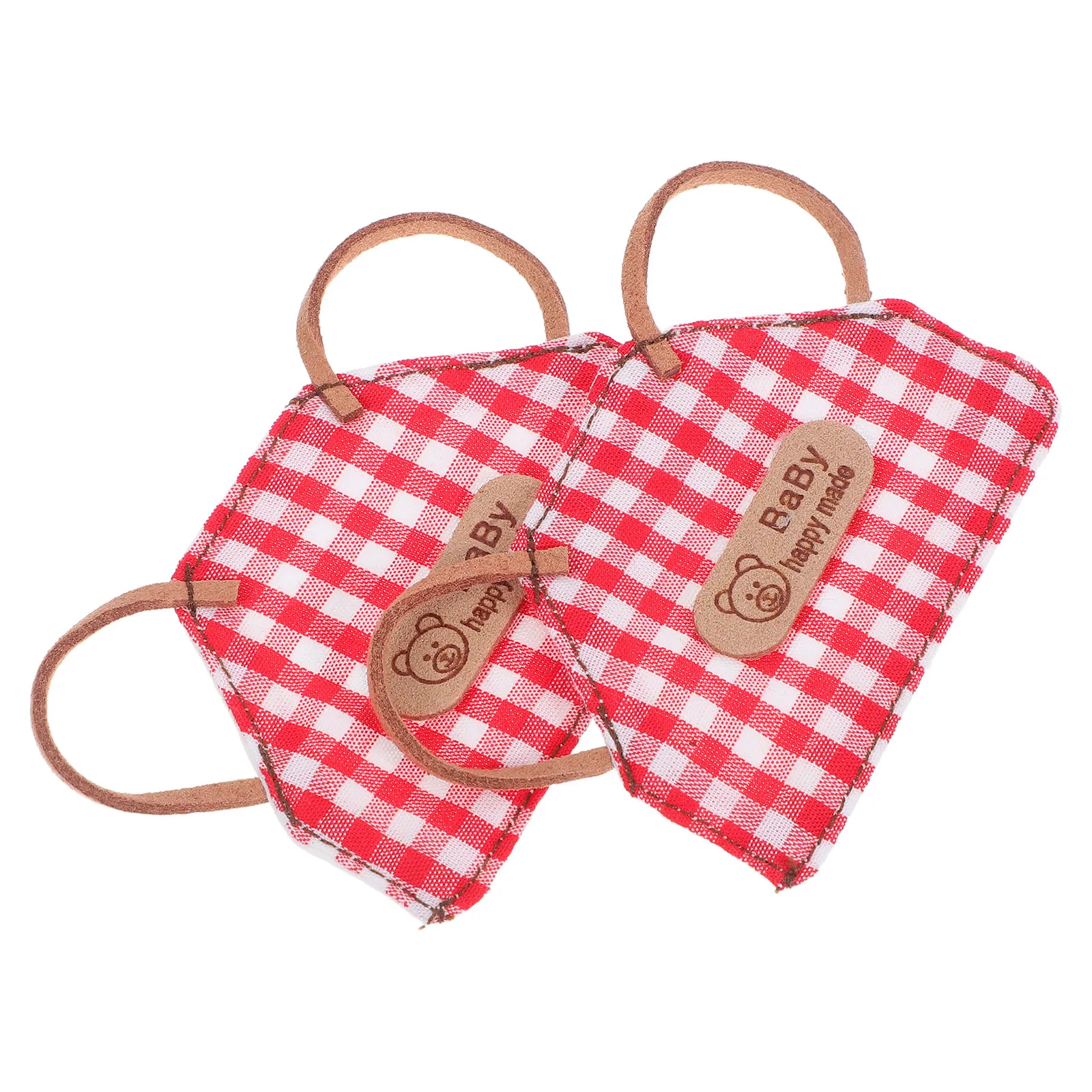 2Pcs Mini Aprons Checkered Striped Universal Chef Clothes Baking Costumes for 10-15Cm Stuffed Animals Kitchen Accessories
