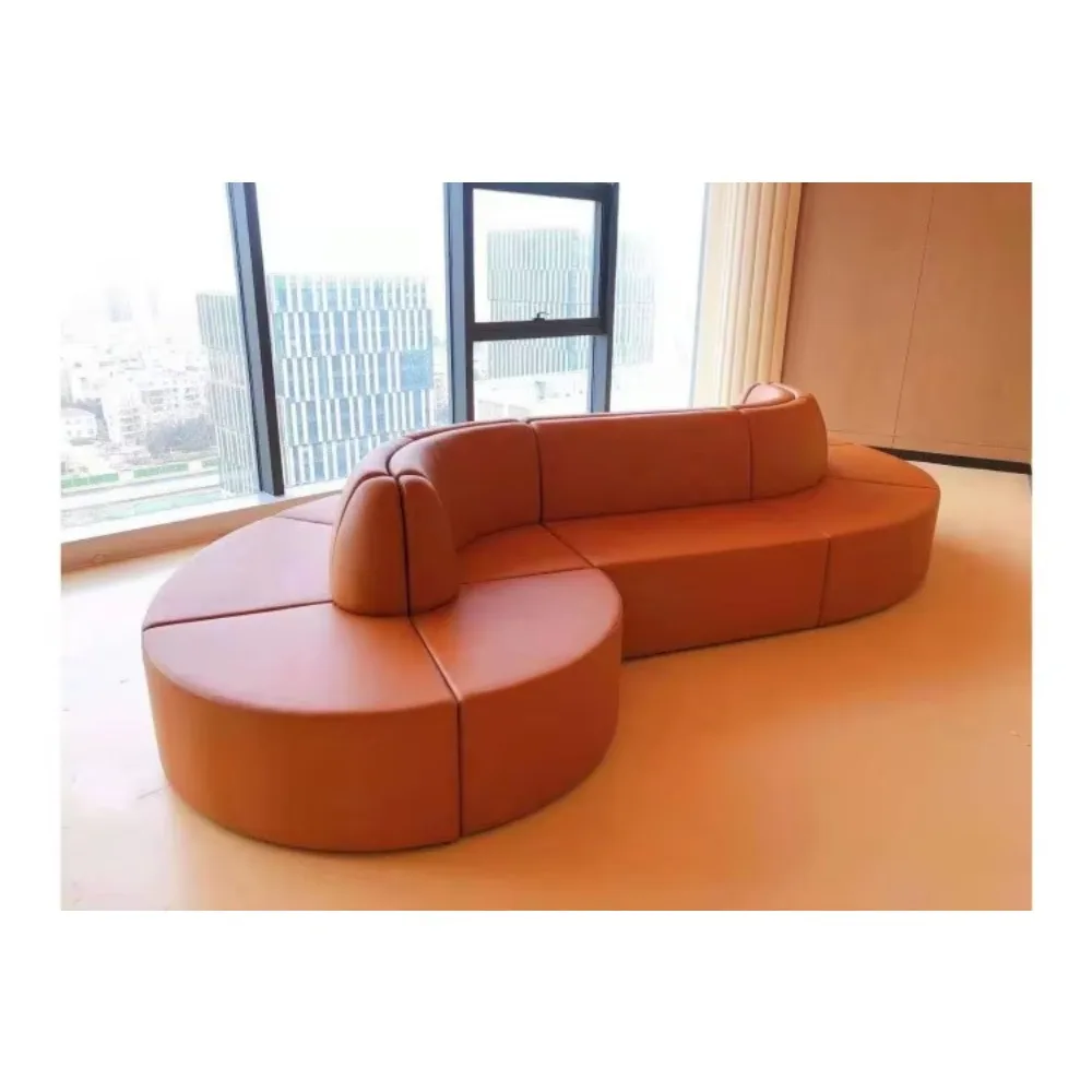 Modern S-Shape Leather Curved Office Reception Lobby Sofa Set Free Combination Infinite Extension For Home Office Living Room