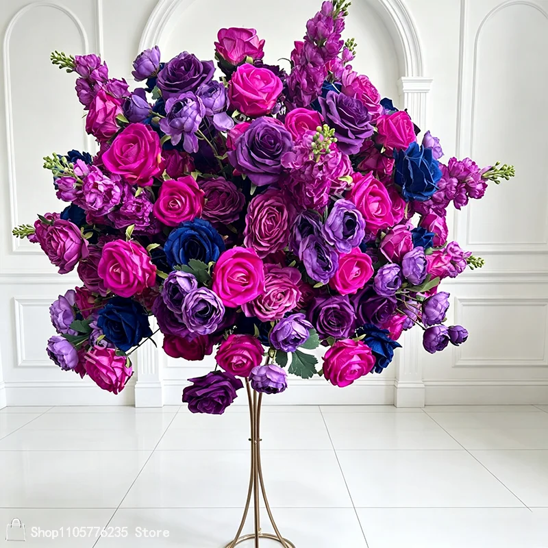 Große Künstliche Rosen-Delphinium-Blumenkugel als Hochzeitstisch-Mittelstück, Blumenarrangement für Party, Bankett, Gangdekoration und Veranstaltungsortdekoration – Detail 9