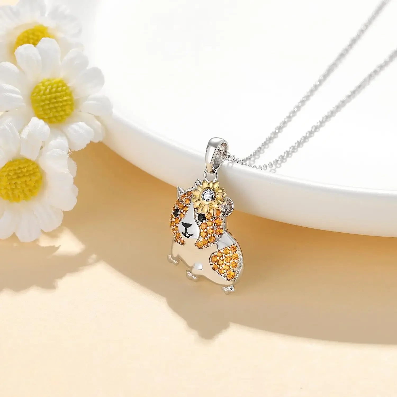 Guinea Pig & Hamster Jewelry Set - Sparkling Necklace & Earrings, Adorable Gift for Girls' Celebrations