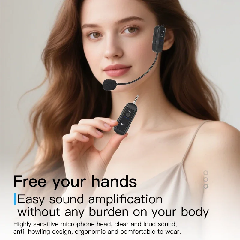 KEBIDUMEI 2.4G Head-mounted Microphone Mic Wireless Lavalier Microphone Set for Amplifier Voice Speaker Teaching Tour Guide image 5