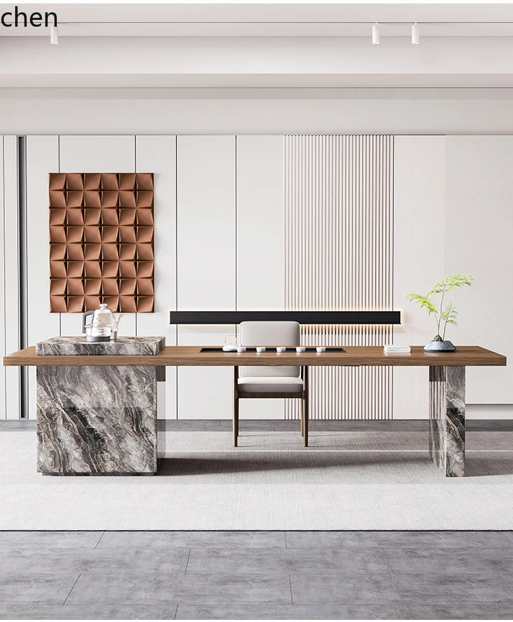 CZ Solid Wood Tea Table and Chair Set Island Table for Home Office Large Tea Table