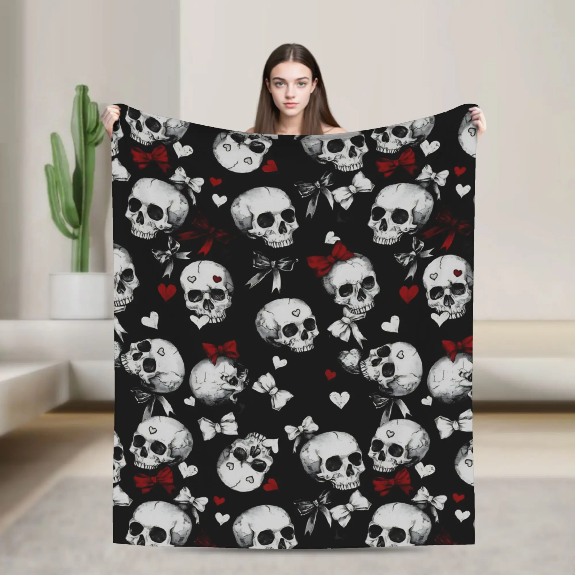 Halloween Gothic Velvet Throw Blankets Victorian Goth Blanket for Home Travel Lightweight Quilt