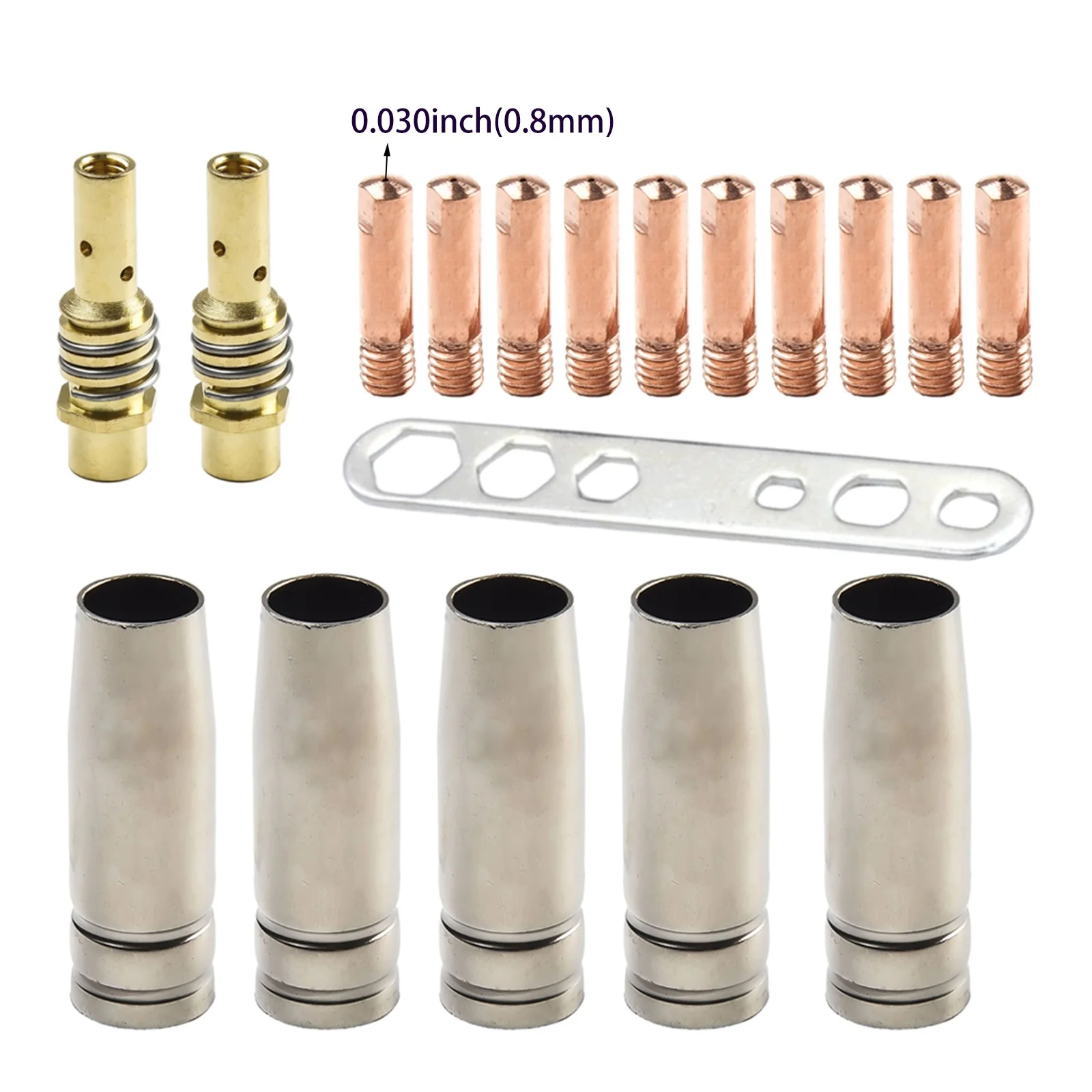 

MB15 15AK Contact Tip .030" 0.8mm M6 & Tips Holder Difuser & Shield Cup 18PCS Household Power Manual Tool Accessories