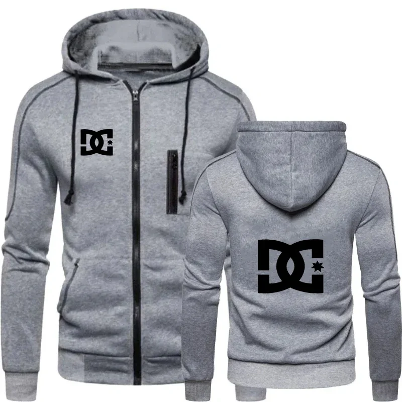 2025 جديد سترة غير رسمية هوديي تيار مستمر مطبوعة ملابس رياضية رجالية موضة قلنسوة بسحاب الصلبة الرجال ملابس رياضية ملابس رياضية دافئة غير رسمية