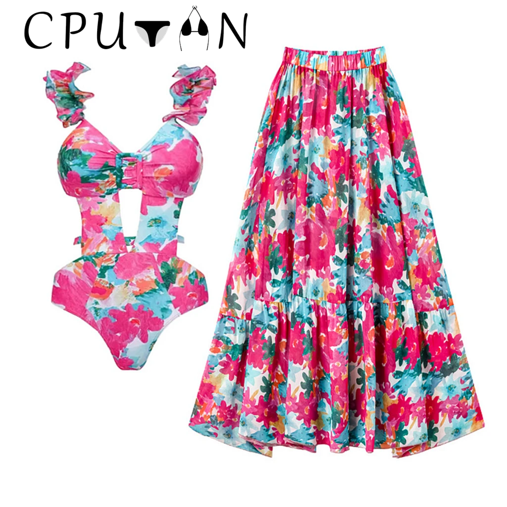 CPUTAN 2025 New Brazilian Bikini Bandage Swimwear Women's Swimsuit Two Piece Set Female Sexy Mujer Floral Print Beachwear Summer