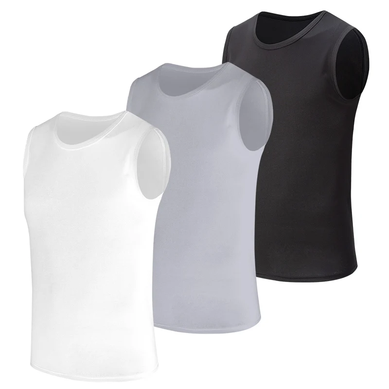 

1/3 Pieces Men's Solid Color Quick-drying Sleeveless Foundation Joker Vest Male Youth Sports Fitness T-shirt Plus Size Casual T