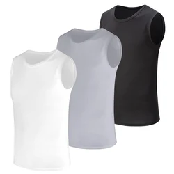 1/3 Pieces Men's Solid Color Quick-drying Sleeveless Foundation Joker Vest Male Youth Sports Fitness T-shirt Plus Size Casual T