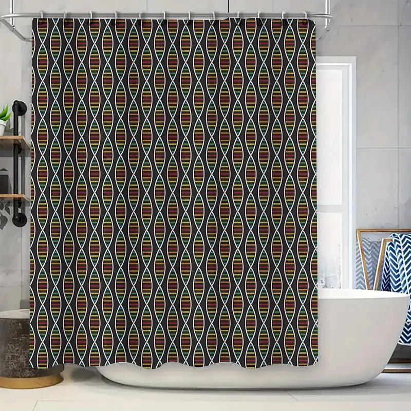 DNA Pattern Shower Curtain Modern Abstract Science Biology Decor Washable Fabric Bathroom Curtain Backdrop