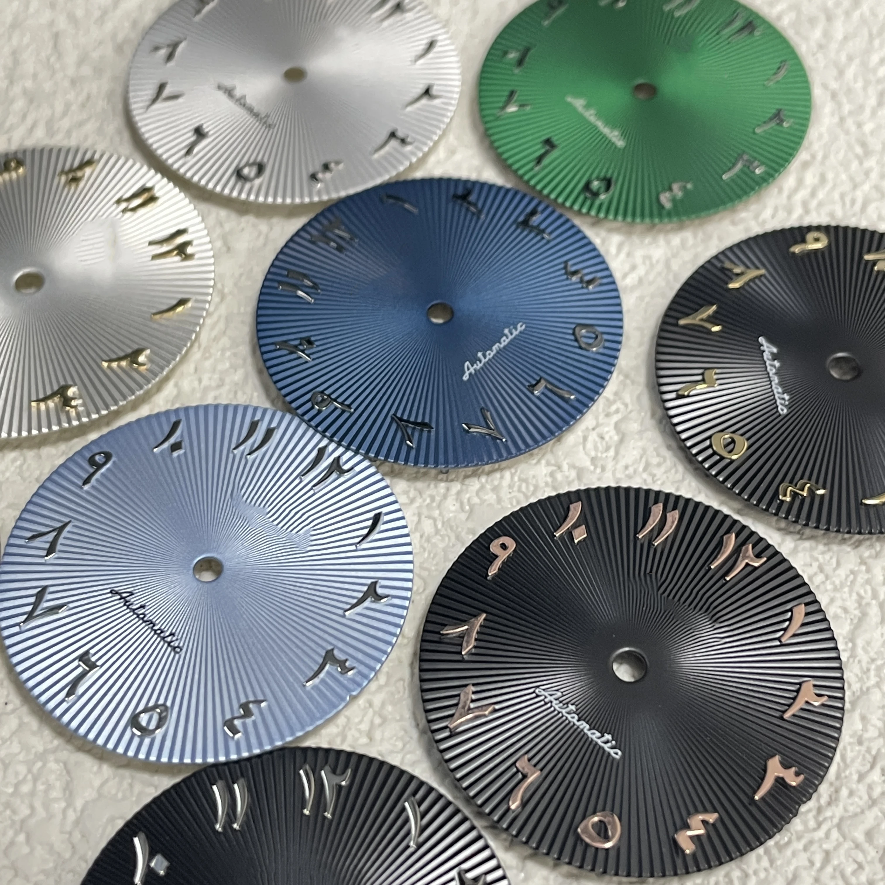 28.5mm Green Arab Numeral Blue Date_Just Silver S Logo Dial Nh35 Nh36 Automatic Movement Green Luminous Date 29mm S Arabic Dial
