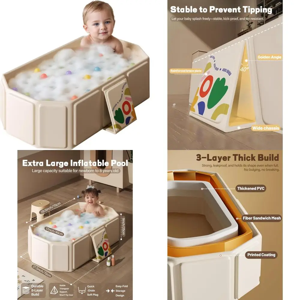 

Портативная ванна - складная ванна, нескользящая основа, мытье для кошек и собак, душ, складная ванна для небольших помещений, белая