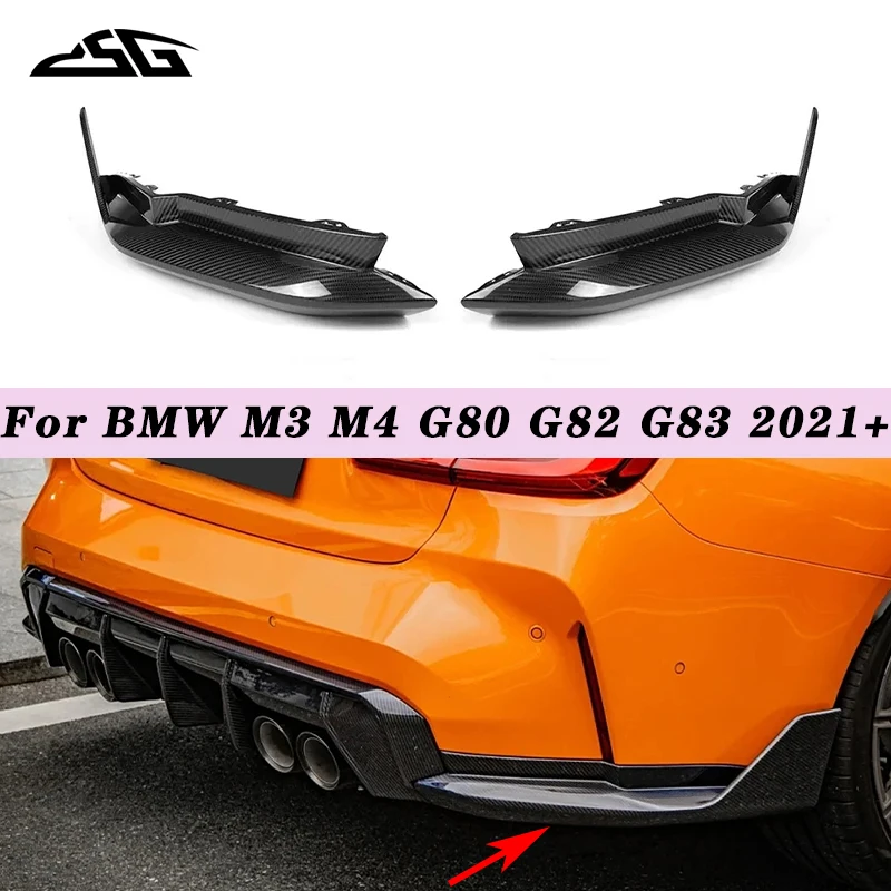 Dry Carbon Fiber Rear Bumper Lip Splitter Diffuser For BMW M3 G80 M4 G82 G83 Side Canards Flaps Apron Fins Winglet Body Kit