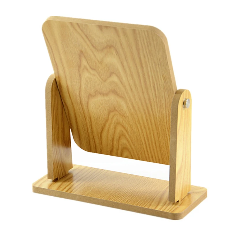 Espejo de madera giratorio para maquillaje, espejo de escritorio giratorio HD, portátil, cosmético para el hogar, accesorios de herramientas de estilismo para el cuidado del cabello y belleza