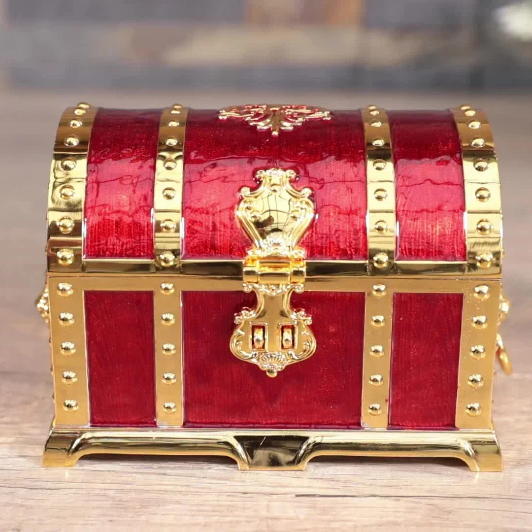 Metal Creative Multi-Layer Lockable Treasure Chest European Vintage Pirate Box Jewelry Storage Box High Grade Wedding Gifts