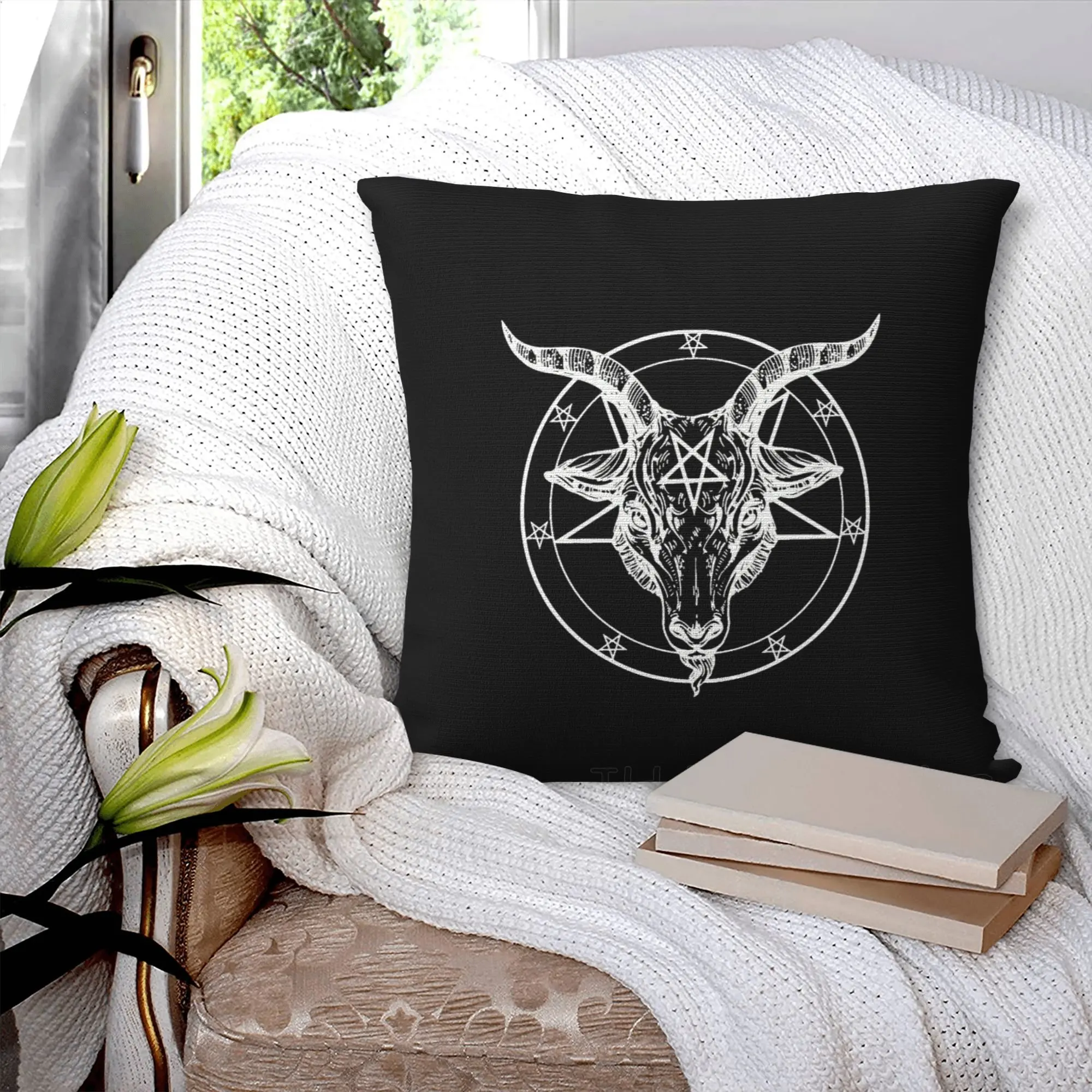 Pentagram with Demon Baphomet Satanic Goat Goth Cushion Cover Home Office Car Decor Pillow Case 45x45cm Pillowcase Pillow Cover