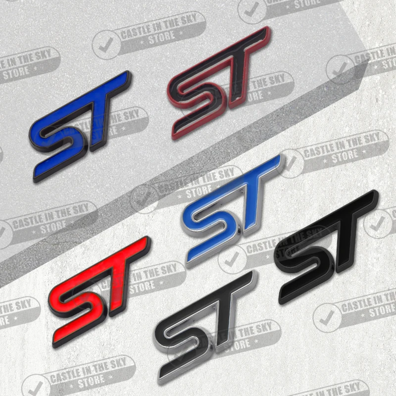 ST Logo Metal Emblem Car Steering Wheel Badge Sticker Emblem Decal For Ford ST Line Focus Mondeo Kuga Fiesta S-MAX C-MAX F-150