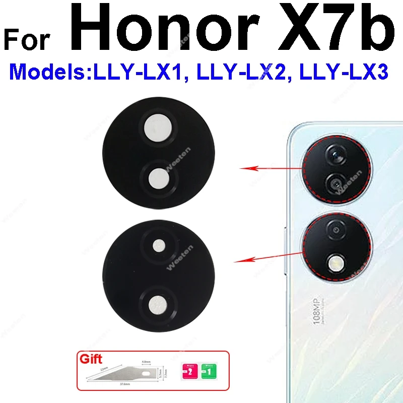 Back Camera Lens Glass Lens For Honor X9a X8a X7a X6a X9b X8b X7b Rear Camera Glass Lens With Adhesive Sticker Replacament Parts