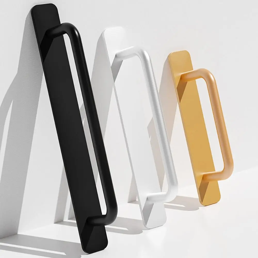 Punch-free Door Handle Aluminum Kitchen Cabinet Pulls Self-adhesive Toilet Window Sliding Door Knobs Furniture Hardware Handles
