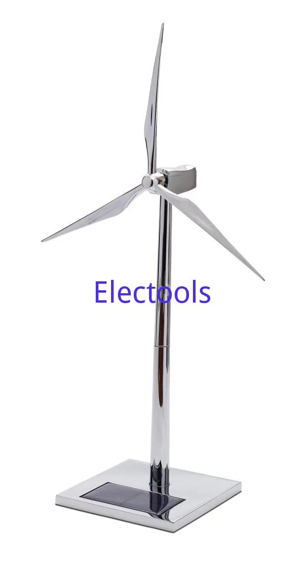 Solar Fan Model Silver Wind Generator Windmill Toy Wind Energy Industry Gift Office Ornaments