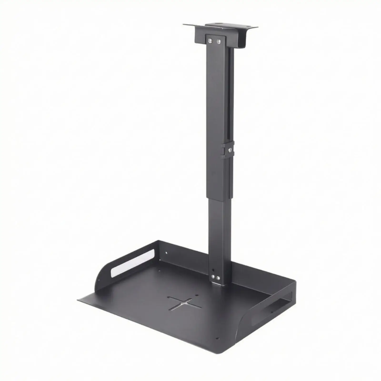 Universal Projector Ceiling Mount Tray Adjustable Height Metal Shelf Bracket with Raised Edges for Secure Installation