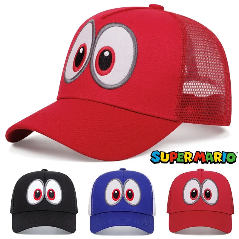 Gorra de béisbol de Super Mario, sombrero de malla Odyssey, gorra de verano transpirable de Anime para hombres y mujeres, sombrero divertido para el sol, gorra con visera, sombrero con visera de Hip Hop