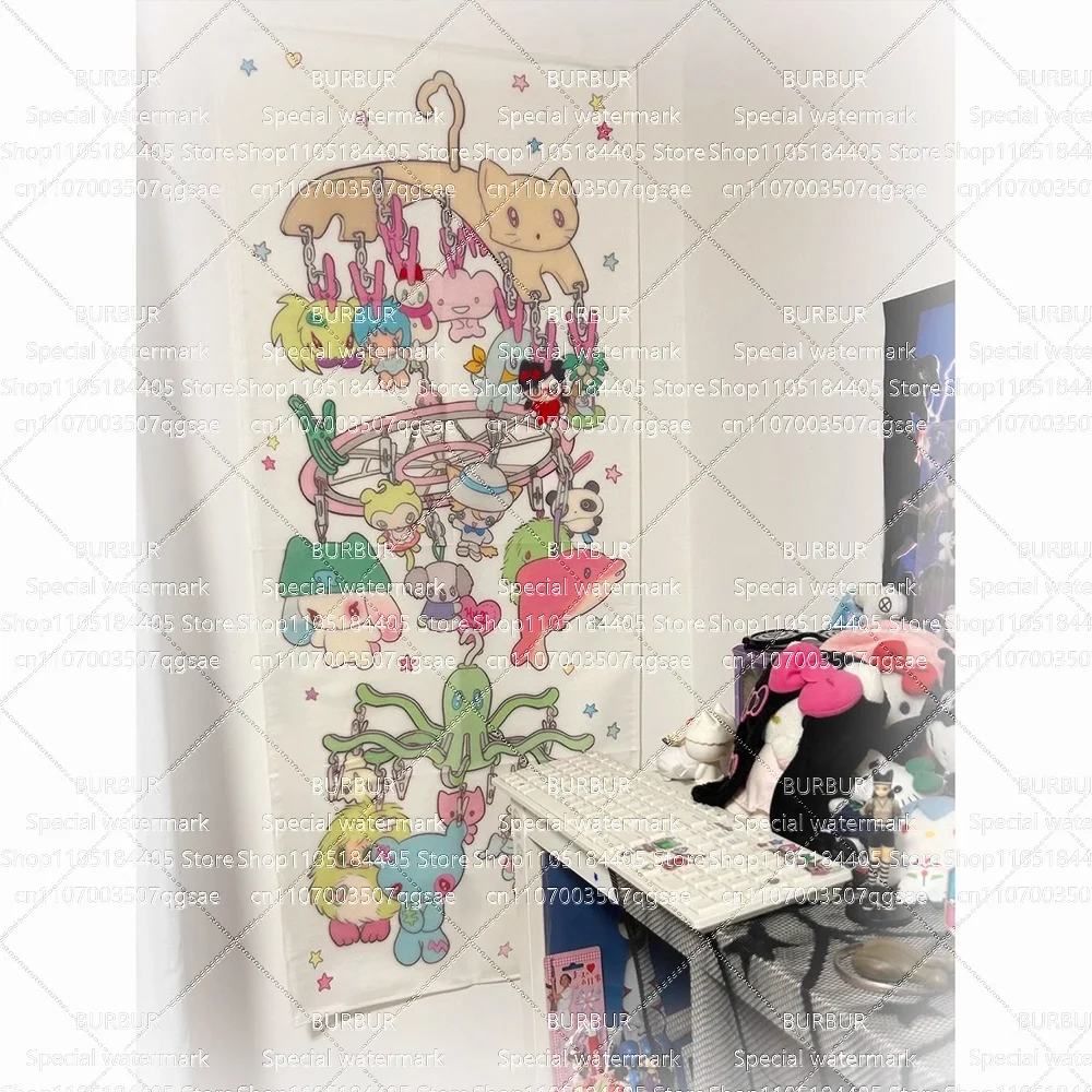Sw-eetdr-eams Cute Animal Decorative Tapestry - Simple Decorative Room Illustration Hanging Cloth Background Hanging Tapestry