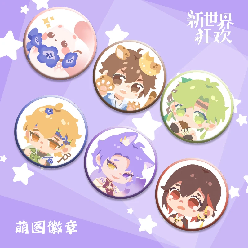 Anime Game Nu: Carnival Eiden Yakumo Olivine Kuya Blade Cartoon Q Version Metal Badge Button Brooch Pin Cosplay Toy Cute Gifts