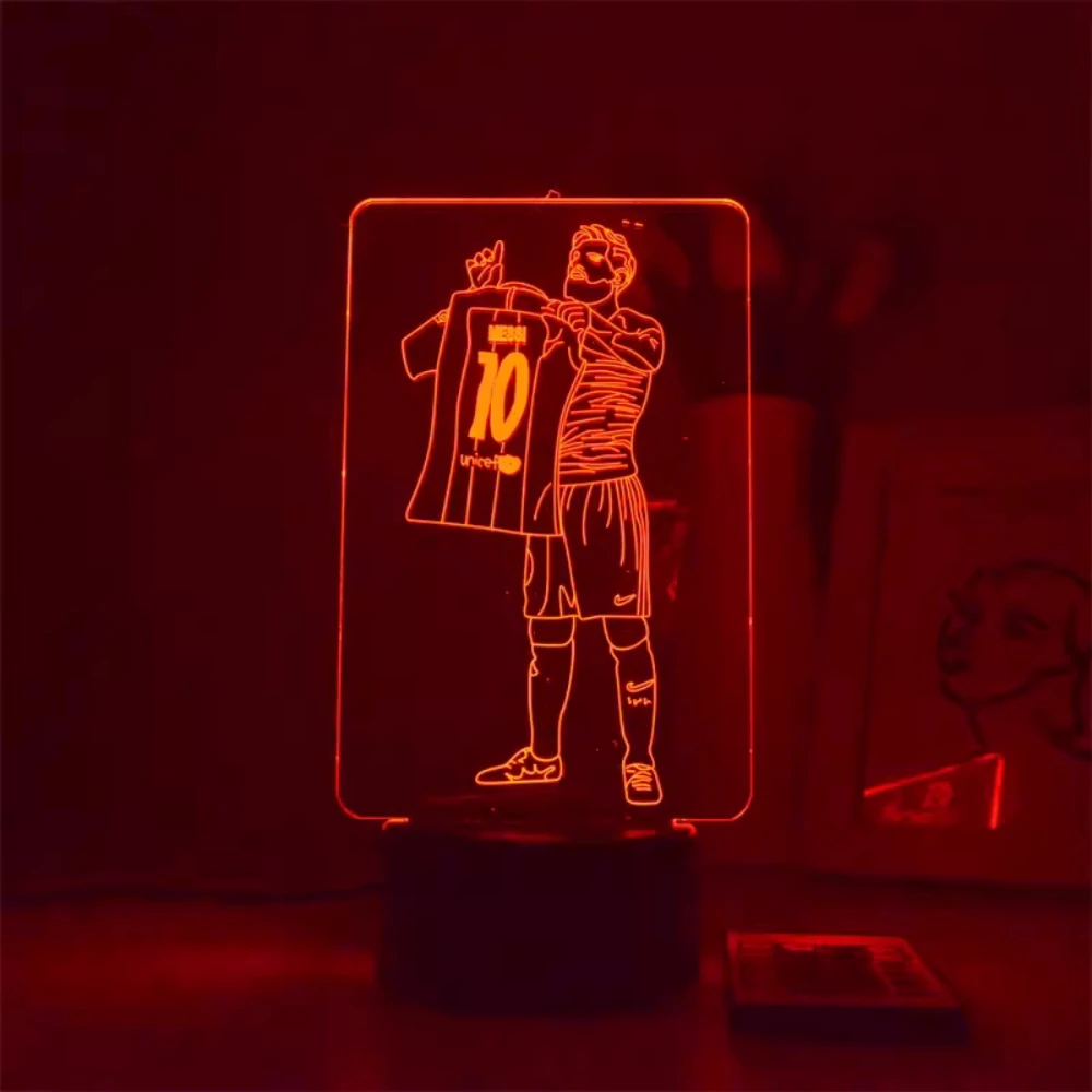 Football Star 3D Night Light Illusion Nightlight for Children Gifts Bedroom Atmosphere Decor Room Desk Lamp 7/16 Colors Change