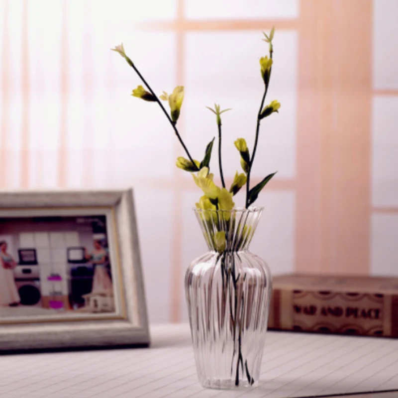 Glass Vase Transparent Hydroponic Striped Vase Small Fresh Dried Flowers Fresh Flowers Table Decoration Flower Arrangement Vase